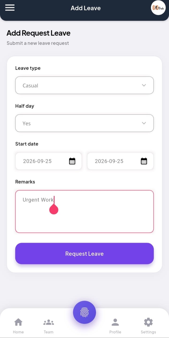 PayrollX employee app apply leave form